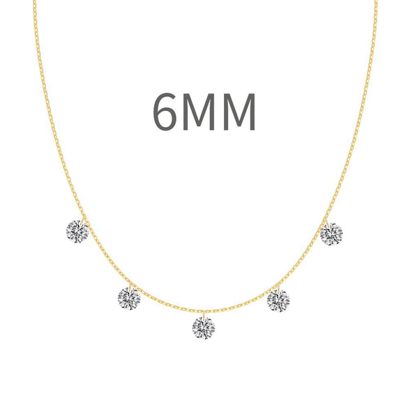 Wholesale Women's 925 Sterling Silver Geometric Round Pendant Clavicle Chain Necklace With Electroplating