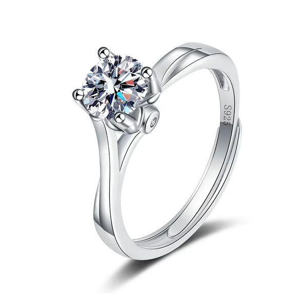 Wholesale Women's 925 Sterling Silver Geometric Simulation Diamond Ring With Electroplating