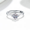 Wholesale Women's 925 Sterling Silver Geometric Single Diamond Four Claw Ring With Electroplating