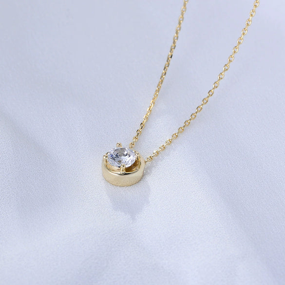 Wholesale Women's 925 Sterling Silver Geometric Single Diamond Zircon Clavicle Necklace