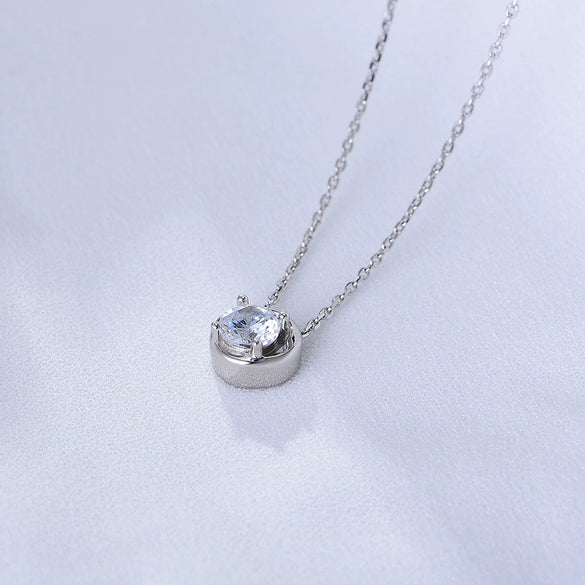 Wholesale Women's 925 Sterling Silver Geometric Single Diamond Zircon Clavicle Necklace