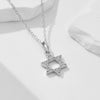 Wholesale Women's 925 Sterling Silver Geometric Sixpointed Star Hollow Pendant Necklace With 14K Gold Plated Diamond Cross Chain