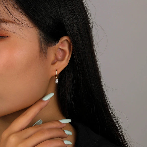 Wholesale Women's 925 Sterling Silver Geometric Square Earrings With Electroplating