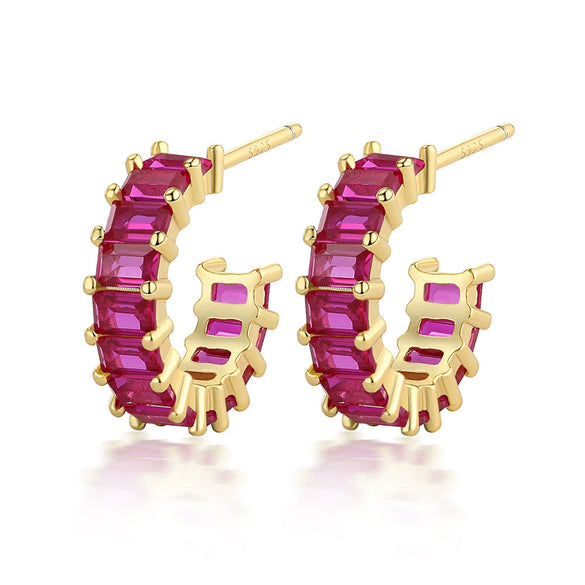 Wholesale Women's 925 Sterling Silver Geometric Square Zircon Earrings With Electroplating And Dopamine Style