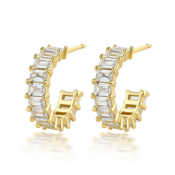 Wholesale Women's 925 Sterling Silver Geometric Square Zircon Earrings With Electroplating And Dopamine Style