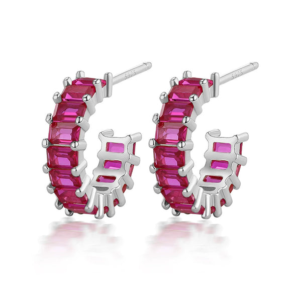 Wholesale Women's 925 Sterling Silver Geometric Square Zircon Earrings With Electroplating And Dopamine Style