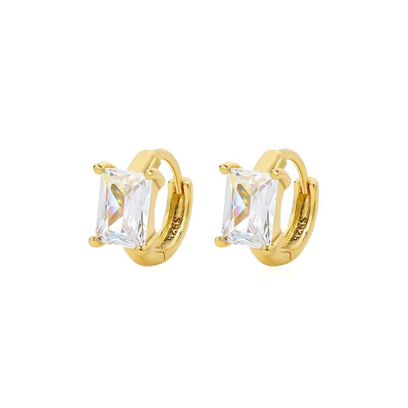 Wholesale Women's 925 Sterling Silver Geometric Square Zircon Earrings With Electroplating