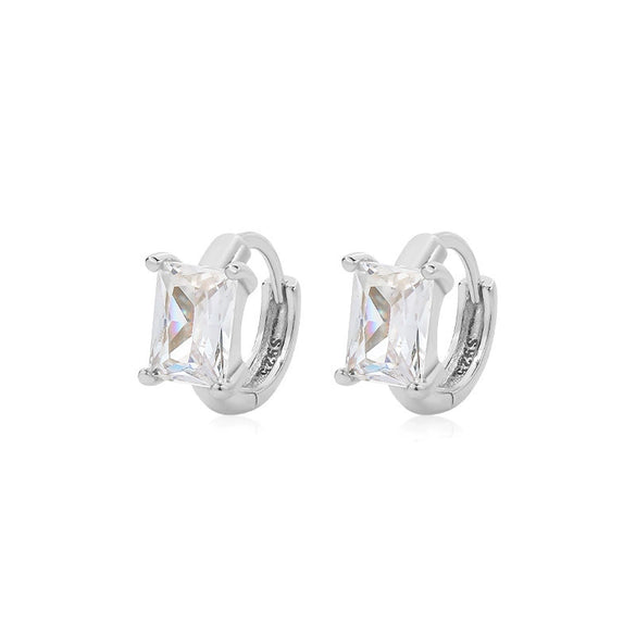 Wholesale Women's 925 Sterling Silver Geometric Square Zircon Earrings With Electroplating