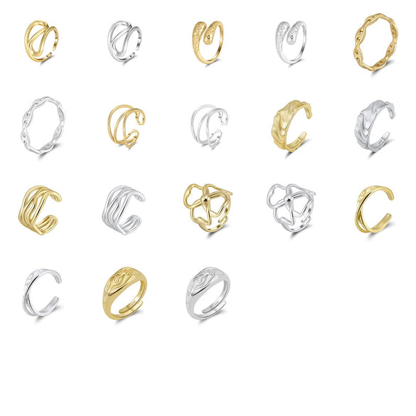Wholesale Women's 925 Sterling Silver Geometric Threelayer Interwoven Electroplated Ring