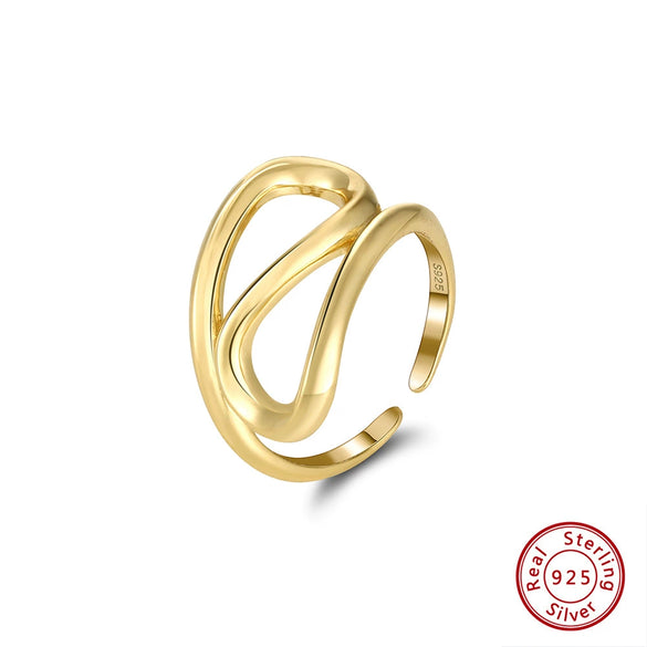 Wholesale Women's 925 Sterling Silver Geometric Threelayer Interwoven Electroplated Ring