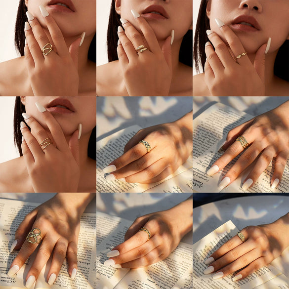 Wholesale Women's 925 Sterling Silver Geometric Threelayer Interwoven Electroplated Ring