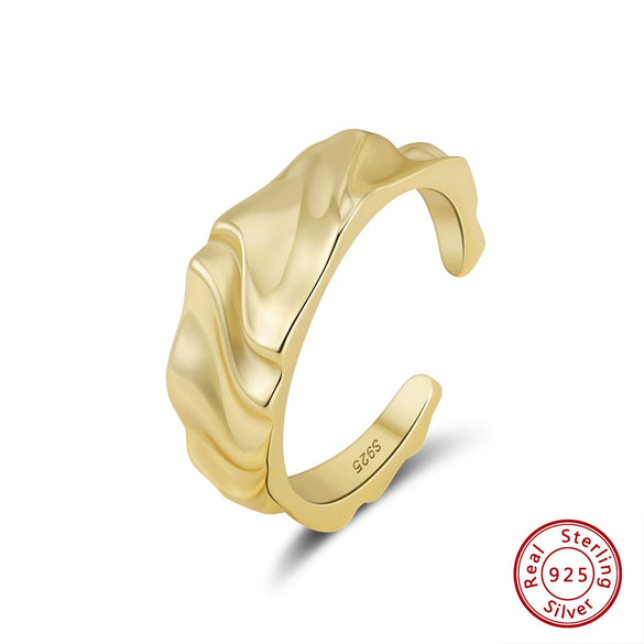 Wholesale Women's 925 Sterling Silver Geometric Threelayer Interwoven Electroplated Ring