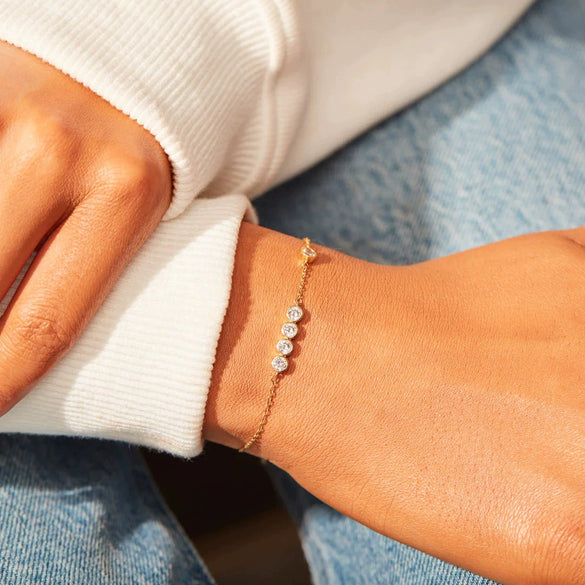 Wholesale Women's 925 Sterling Silver Geometric Zircon Bracelet With Electroplating