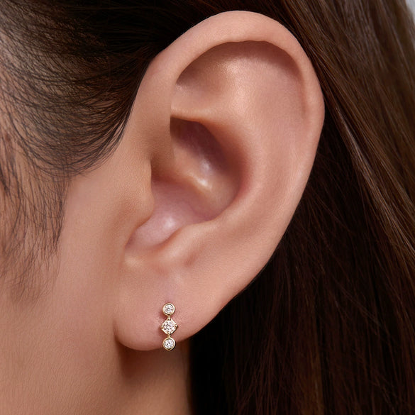 Wholesale Women's 925 Sterling Silver Geometric Zircon Mini Earrings