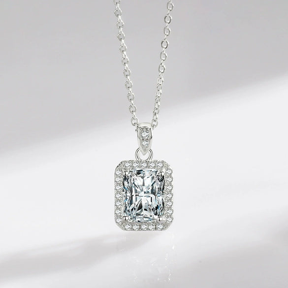 Wholesale Women's 925 Sterling Silver Geometry Pattern Mixed Gem Inlay Necklace Set With Precious Stones