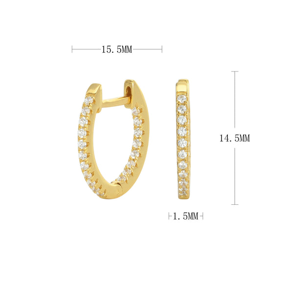 Wholesale Women's 925 Sterling Silver Gold Plated Color Zircon Geometric Inlaid Earrings