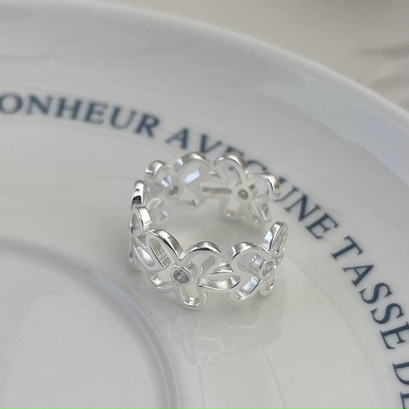 Wholesale Women's 925 Sterling Silver Heart Geometric Style Electroplated Zircon Ring Jewelry