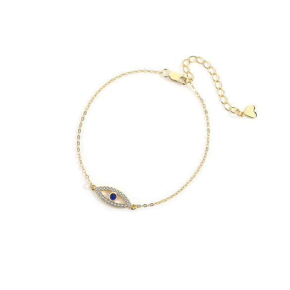 Wholesale Women's 925 Sterling Silver Heart Pattern Devil's Eye Bracelet With Electroplating