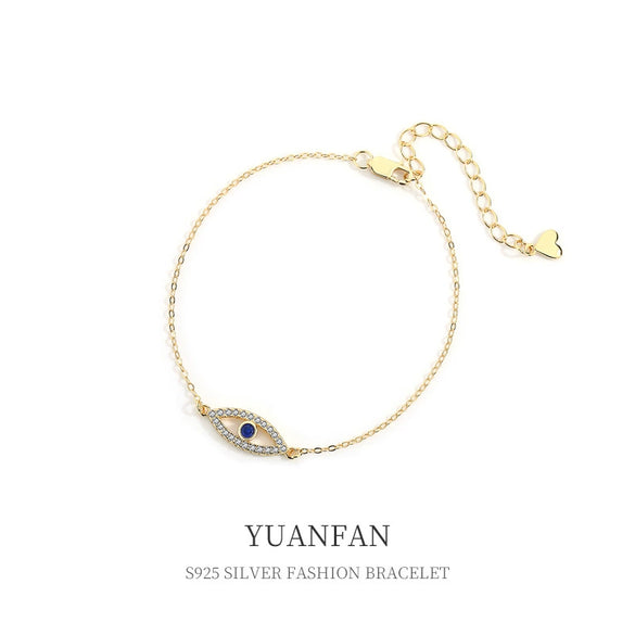 Wholesale Women's 925 Sterling Silver Heart Pattern Devil's Eye Bracelet With Electroplating