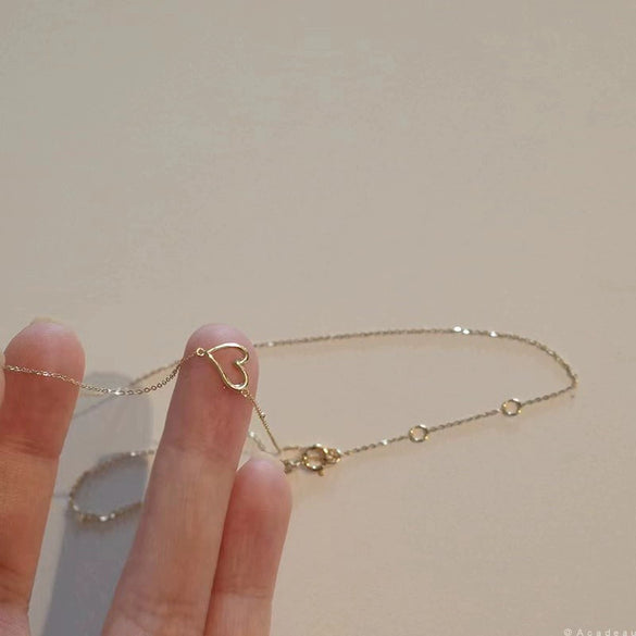 Wholesale Women's 925 Sterling Silver Heart Pendant Necklace Gold Plated O Word Chain