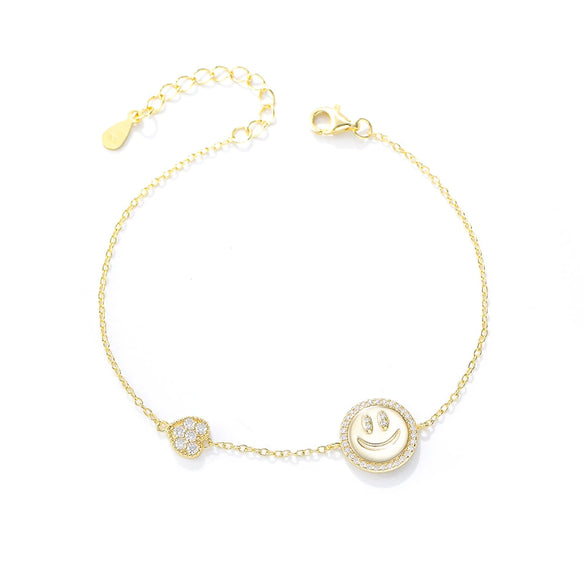 Wholesale Women's Sterling Silver Heartshaped Cartoon Characters Zircon Bracelet