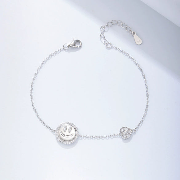 Wholesale Women's Sterling Silver Heartshaped Cartoon Characters Zircon Bracelet