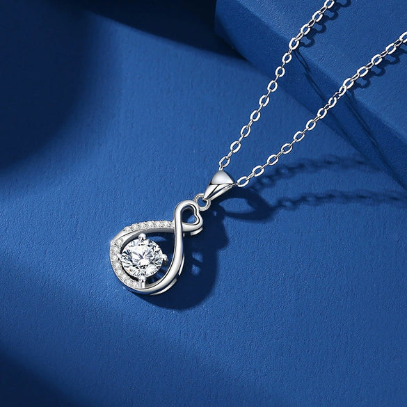 Wholesale Women's 925 Sterling Silver Heartshaped Moissanite Zircon Pendant Necklace With Microinlaid Platinum Plated Cross Chain And Geometric Design