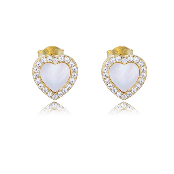 Wholesale Women's 925 Sterling Silver Heartshaped Stud Earrings With Diamond Design