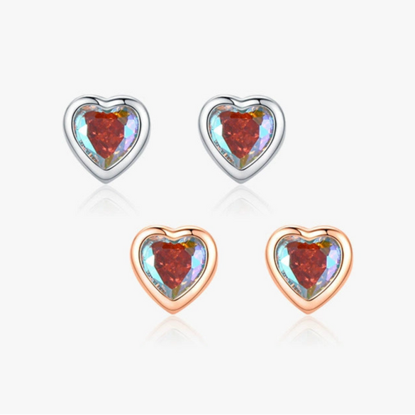 Wholesale Women's 925 Sterling Silver Heartshaped Zircon Inlaid Earrings