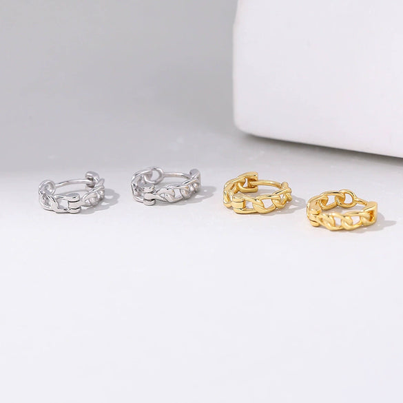 Wholesale Women's 925 Sterling Silver Ins Retro Simple Geometric Style Chain Earrings With Electroplating
