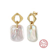 Wholesale Women's Sterling Silver 925 Irregular Geometric Freshwater Pearl Earrings Simple Natural Style