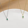 Wholesale Women's Sterling Silver 14K Gold Plated Emerald Rhombus Pendant Ochain Necklace With Eye Of Horus Retro Design