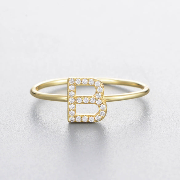 Wholesale Women's 925 Sterling Silver Letters Zircon Ring Stacking Combination
