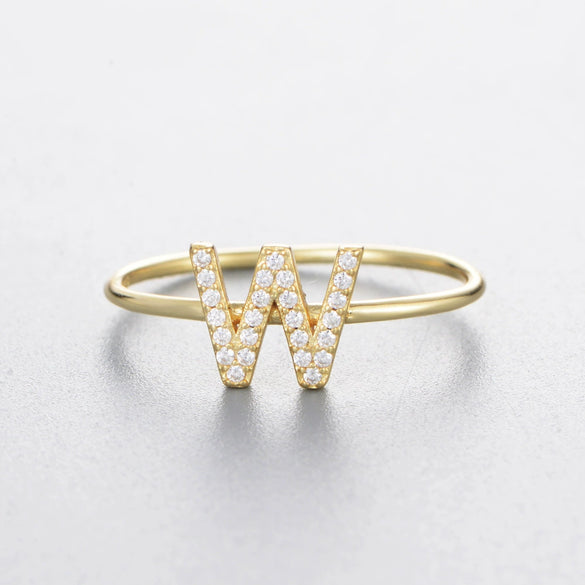 Wholesale Women's 925 Sterling Silver Letters Zircon Ring Stacking Combination