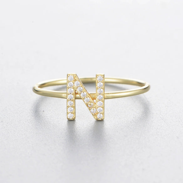 Wholesale Women's 925 Sterling Silver Letters Zircon Ring Stacking Combination