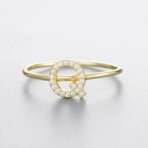 Wholesale Women's 925 Sterling Silver Letters Zircon Ring Stacking Combination