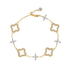 Wholesale Women's 925 Sterling Silver Light Luxury Style Fourleaf Clover Hollow Bracelet With Horse Eye Stone And Electroplating