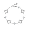 Wholesale Women's 925 Sterling Silver Light Luxury Style Fourleaf Clover Hollow Bracelet With Horse Eye Stone And Electroplating