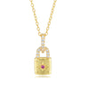 Wholesale Women's Sterling Silver 925 Lock Necklace With Diamond Encrusted And Geometric Pattern Cross Chain