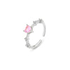 Wholesale Women's 925 Sterling Silver Love Ring With Pink Zircon And Heart Shape