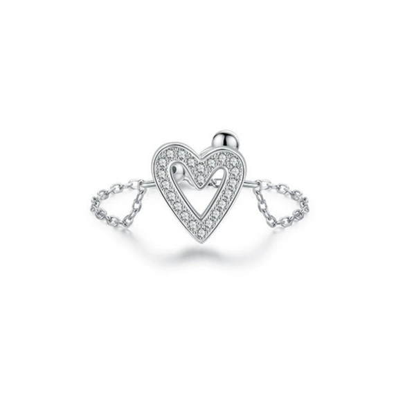 Wholesale Women's 925 Sterling Silver Microinlaid Hollow Heartshaped Ring Jewelry