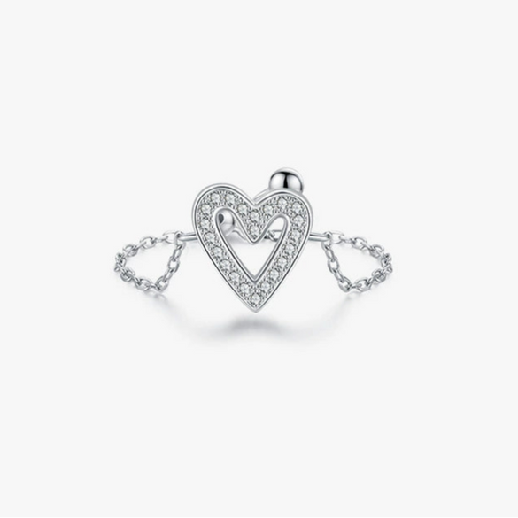 Wholesale Women's 925 Sterling Silver Microinlaid Hollow Heartshaped Ring Jewelry