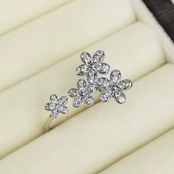 Wholesale Women's 925 Sterling Silver Micropaved Flower Ring