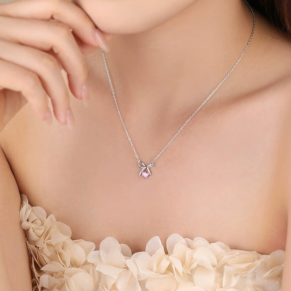 Wholesale Women's 925 Sterling Silver Micropaved Heart Shape Clavicle Chain Necklace