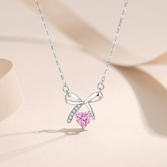Wholesale Women's 925 Sterling Silver Micropaved Heart Shape Clavicle Chain Necklace