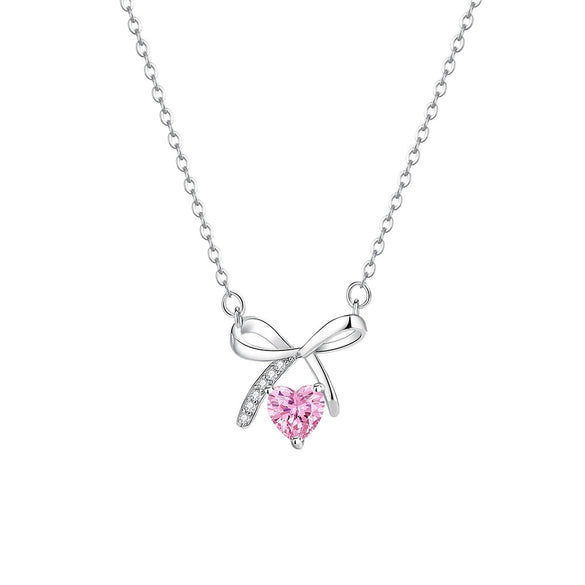 Wholesale Women's 925 Sterling Silver Micropaved Heart Shape Clavicle Chain Necklace