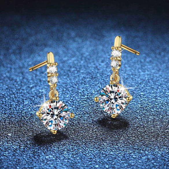 Wholesale Women's 925 Sterling Silver Moissanite Earrings With Star Pattern And Seiko Tassel