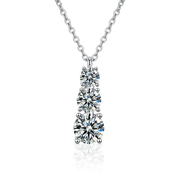 Wholesale Women's 925 Sterling Silver Moissanite Geometric Pendant Necklace Set With Diamonds