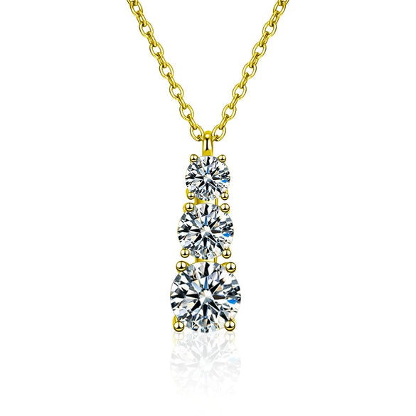 Wholesale Women's 925 Sterling Silver Moissanite Geometric Pendant Necklace Set With Diamonds