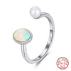 Wholesale Women's Sterling Silver Moonstone Opening Hammer Finger Ring With Geometric Personality Style And Electroplating